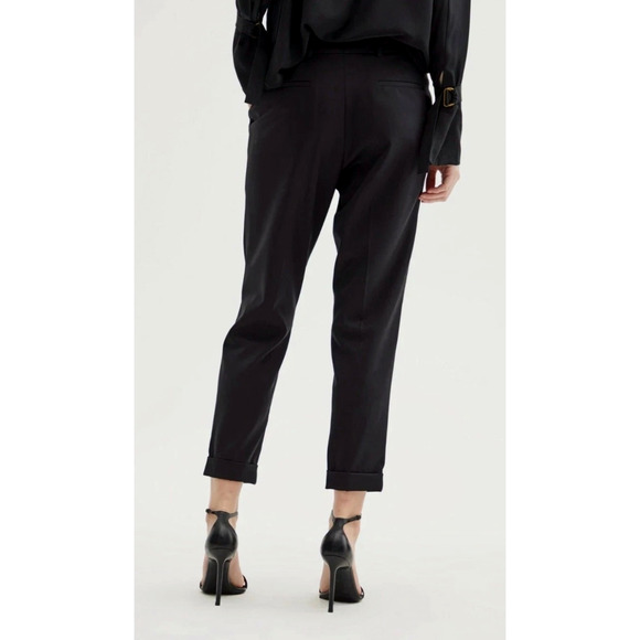 NEW! Nili Lotan 8 WOOL Dress Pants $495 High Rise Straight Leg Cropped Black - Picture 4 of 14